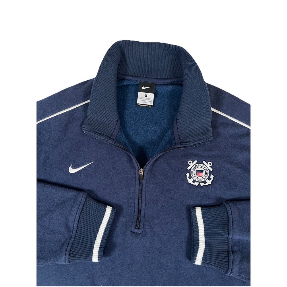 Nike US Coast Guard Navy‎ Blue Quarter Zip Pullover Men's L Nautical Sailor USA